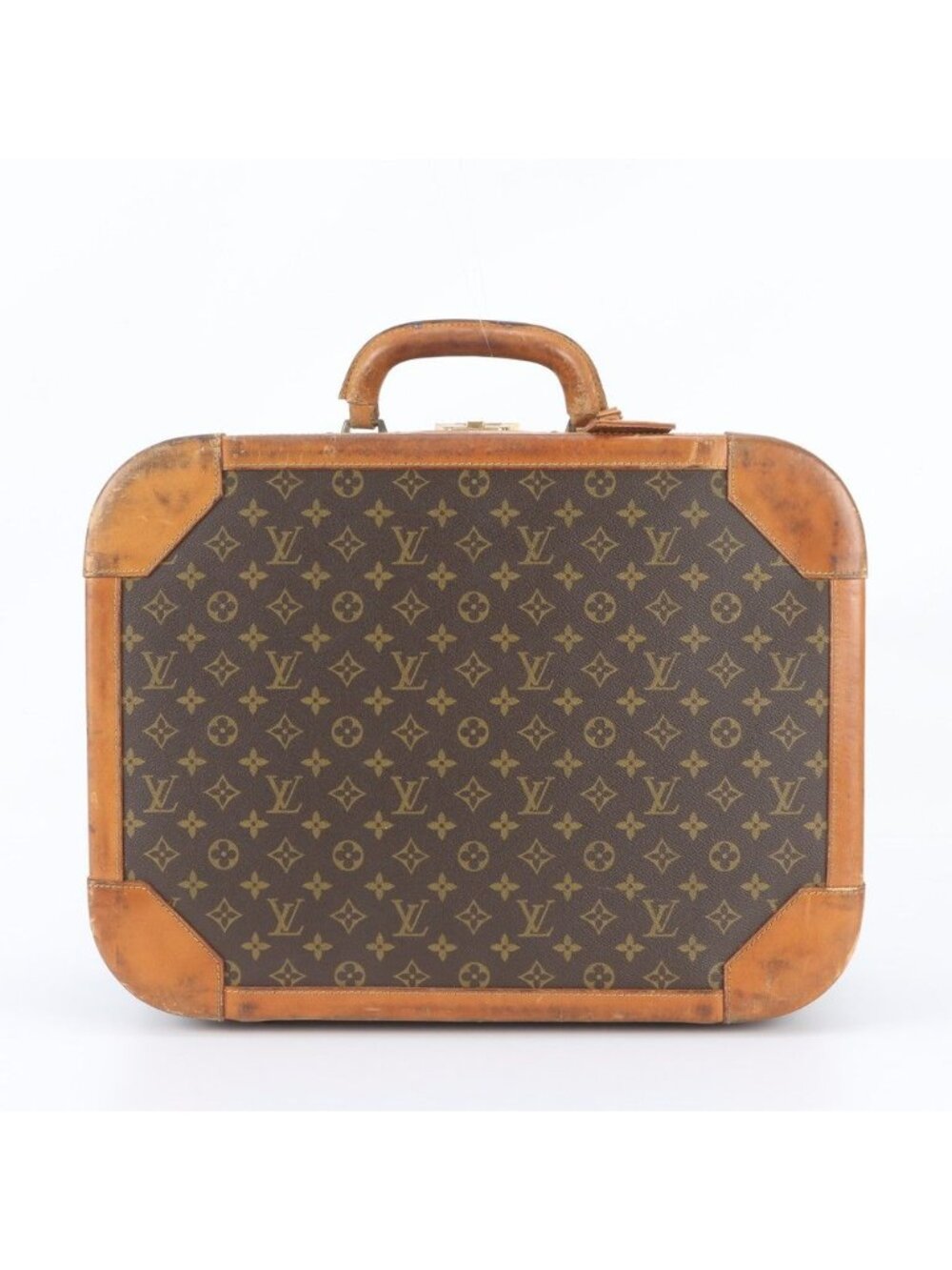 Louis Vuitton Monogram Stratos 50 Leather Trunk Hard Case Boston Bag
